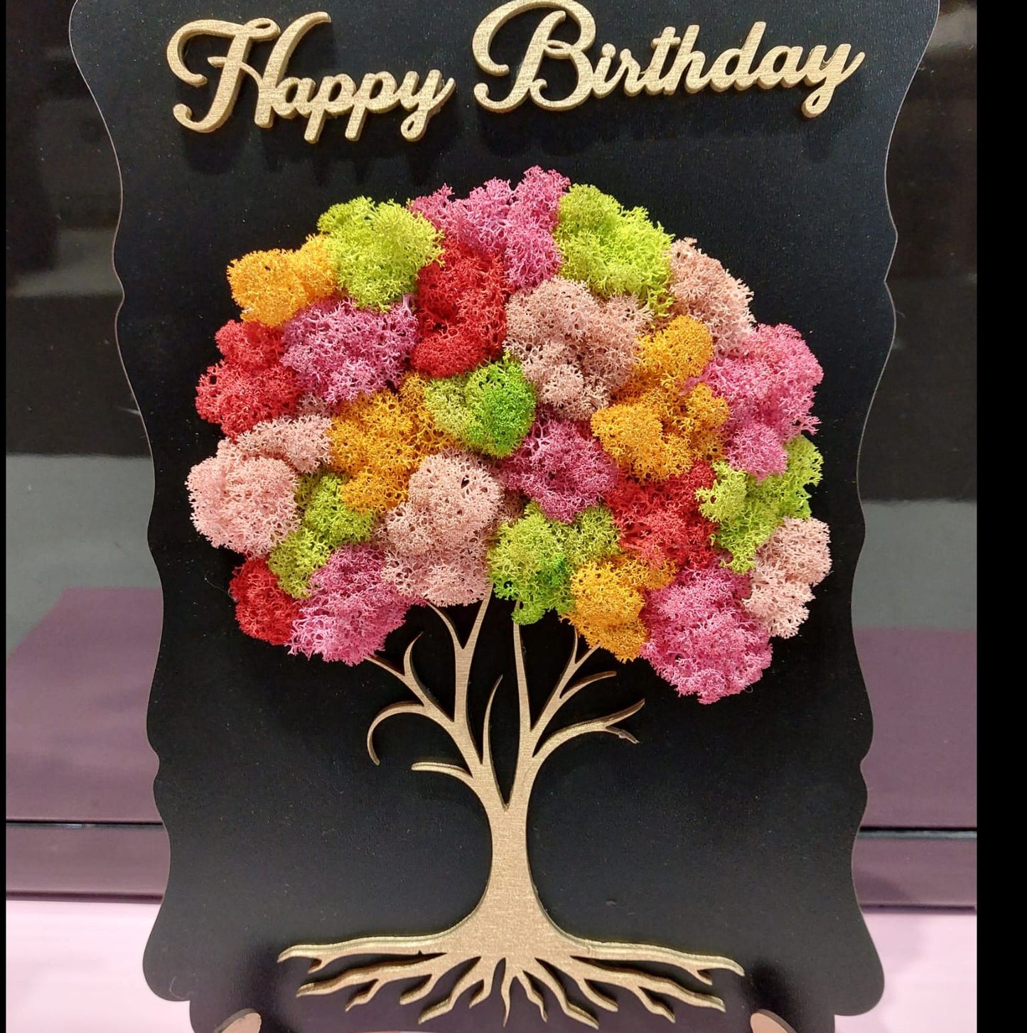 happy birthday gifts, happy birthday decoration, moss art gift